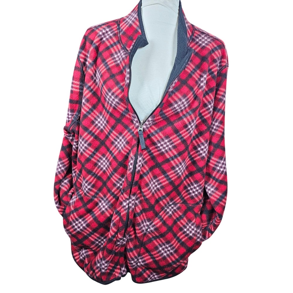 NorthCrest Women's Plus Plaid Fleece Zip Up Warm Cozy Outerwear reversible 3XL